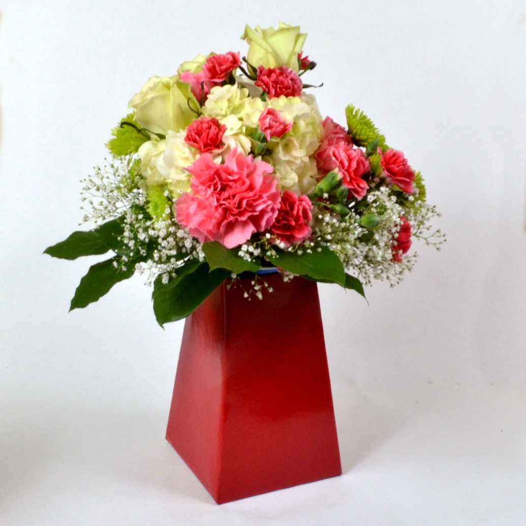 Christmas Red FlowerBox Grab & Go Recyclable Paper Flower Vase