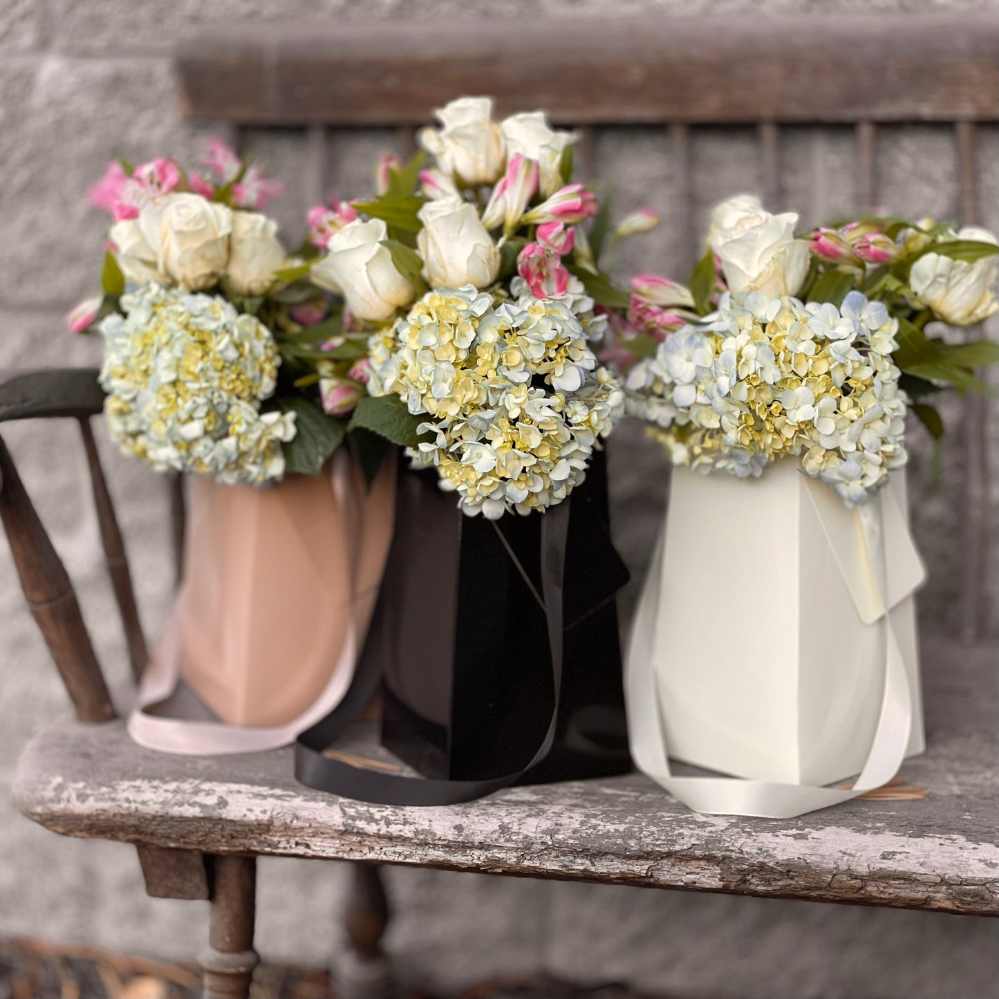 Cream FlowerBox Recyclable, Waterproof. Paper Vase