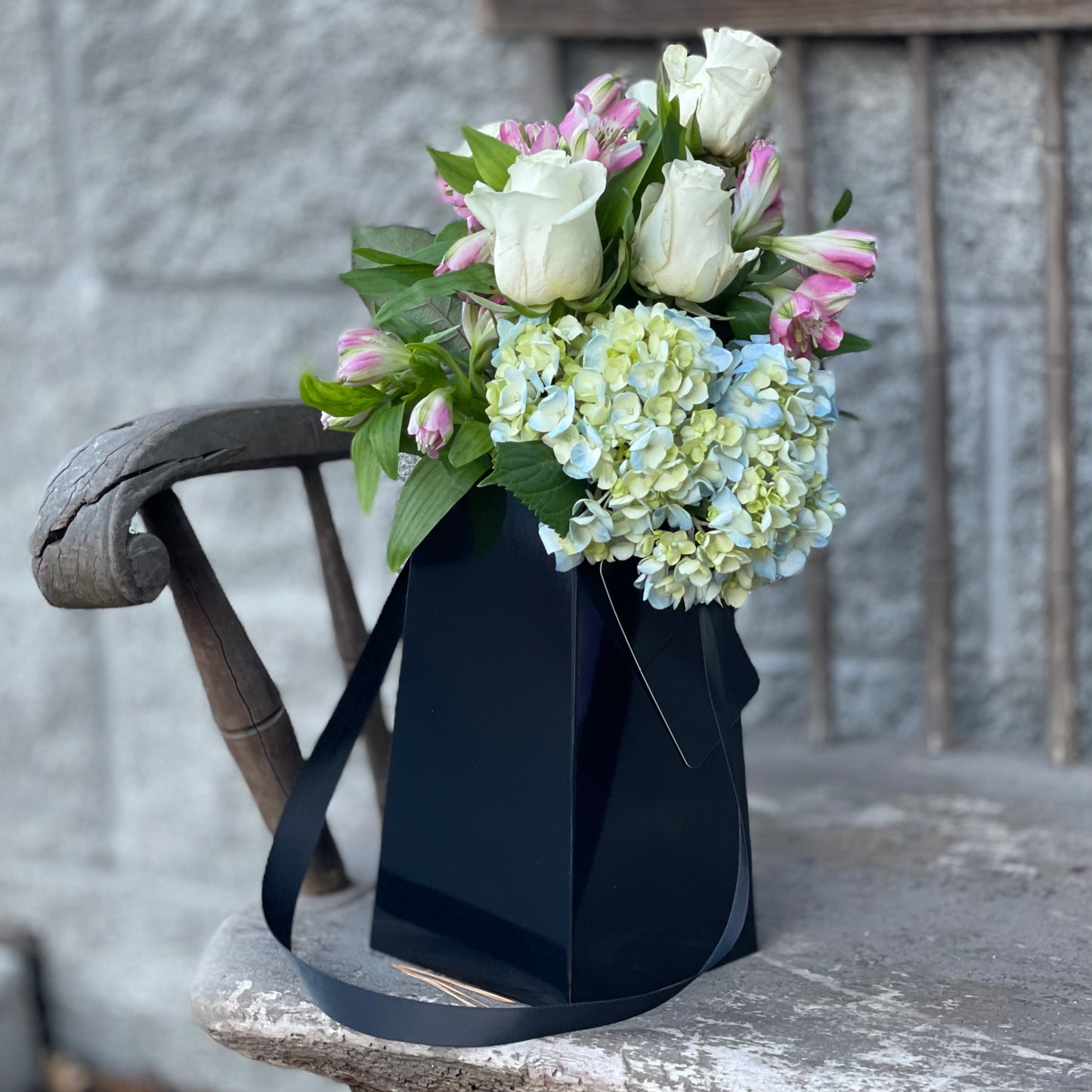 Jet Black FlowerBox Recyclable, Waterproof. Paper Vase